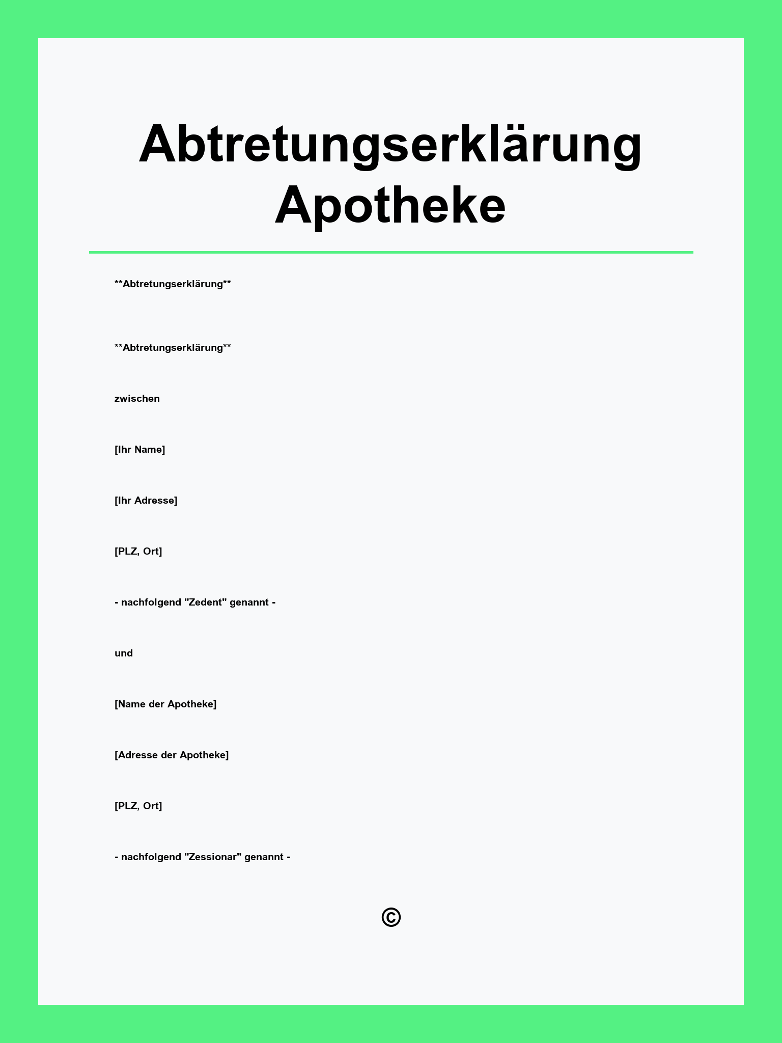 Abtretungserklärung Apotheke