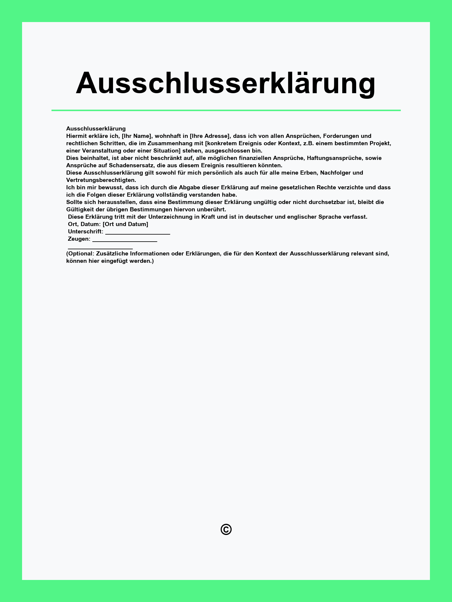 Ausschlusserklärung