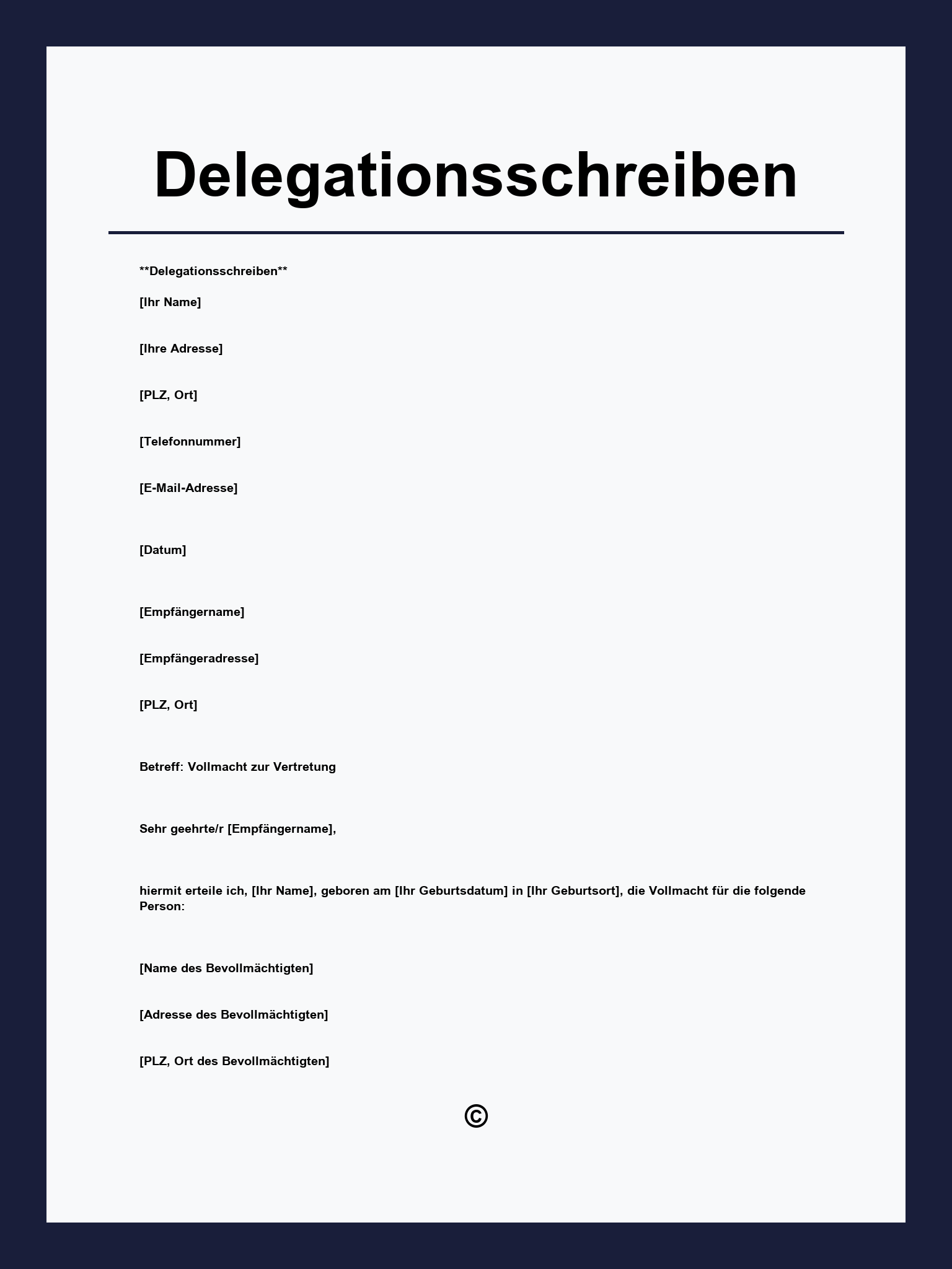 Delegationsschreiben