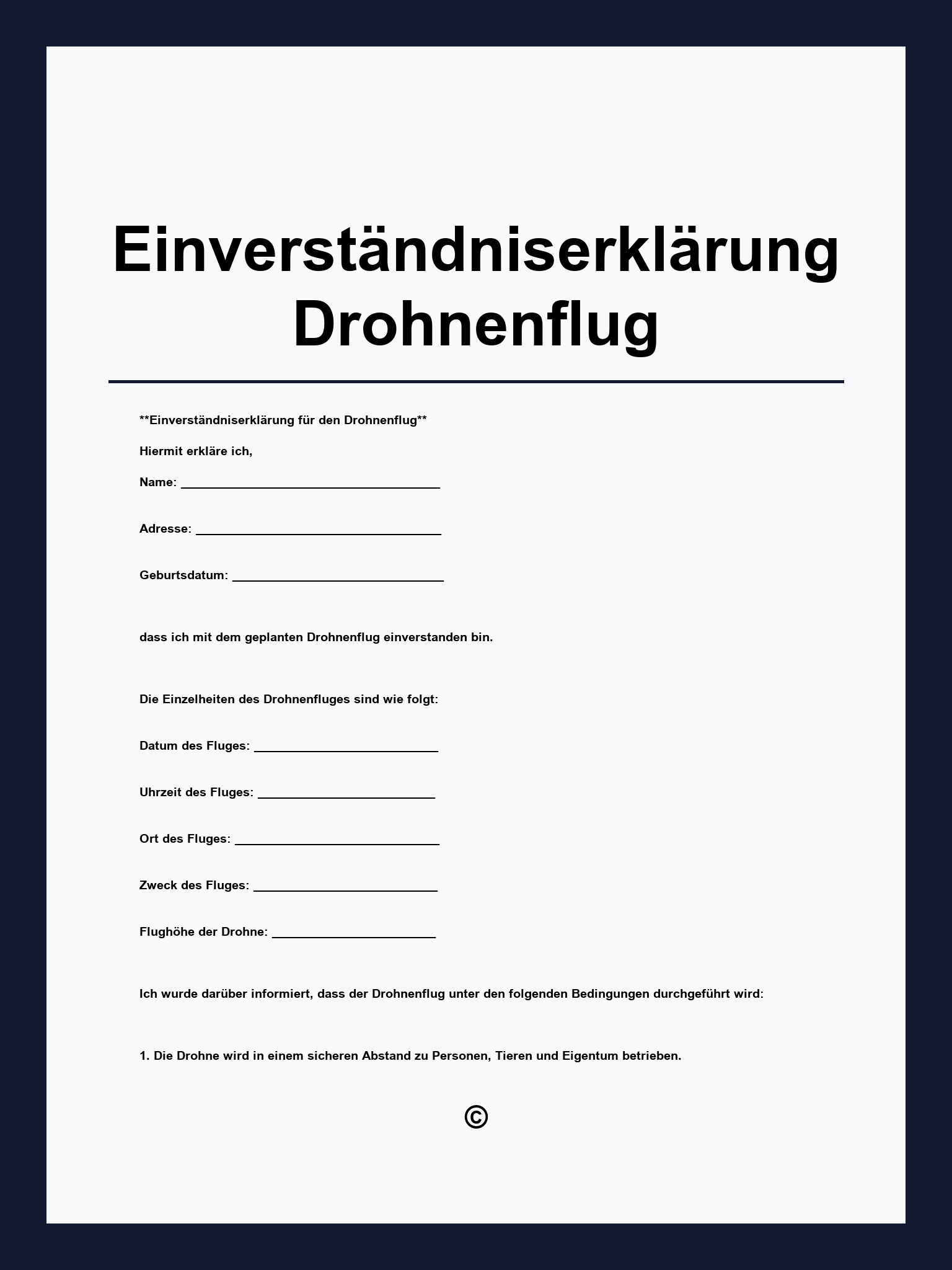 Einverständniserklärung Drohnenflug