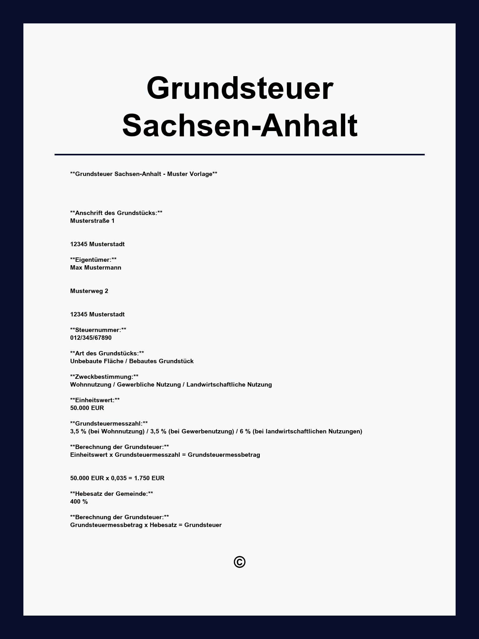 Grundsteuer Sachsen-Anhalt Vordruck