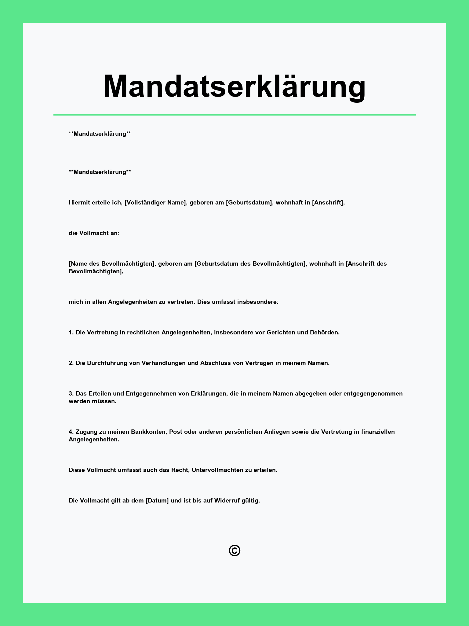 Mandatserklärung