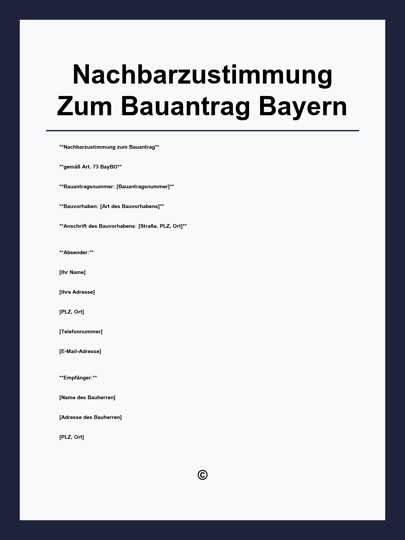 Nachbarzustimmung Zum Bauantrag Bayern Vorlage