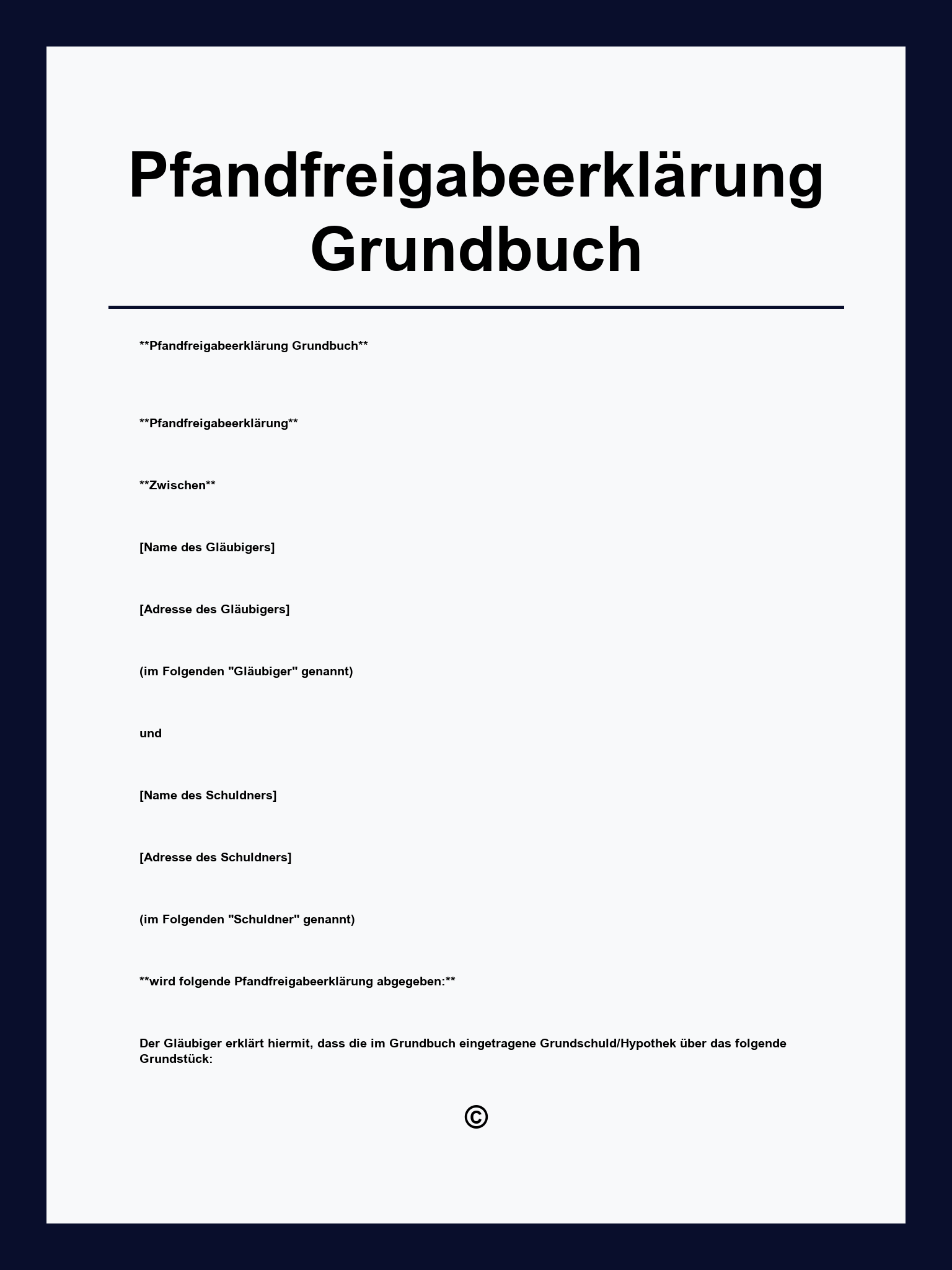 Pfandfreigabeerklärung Grundbuch Muster