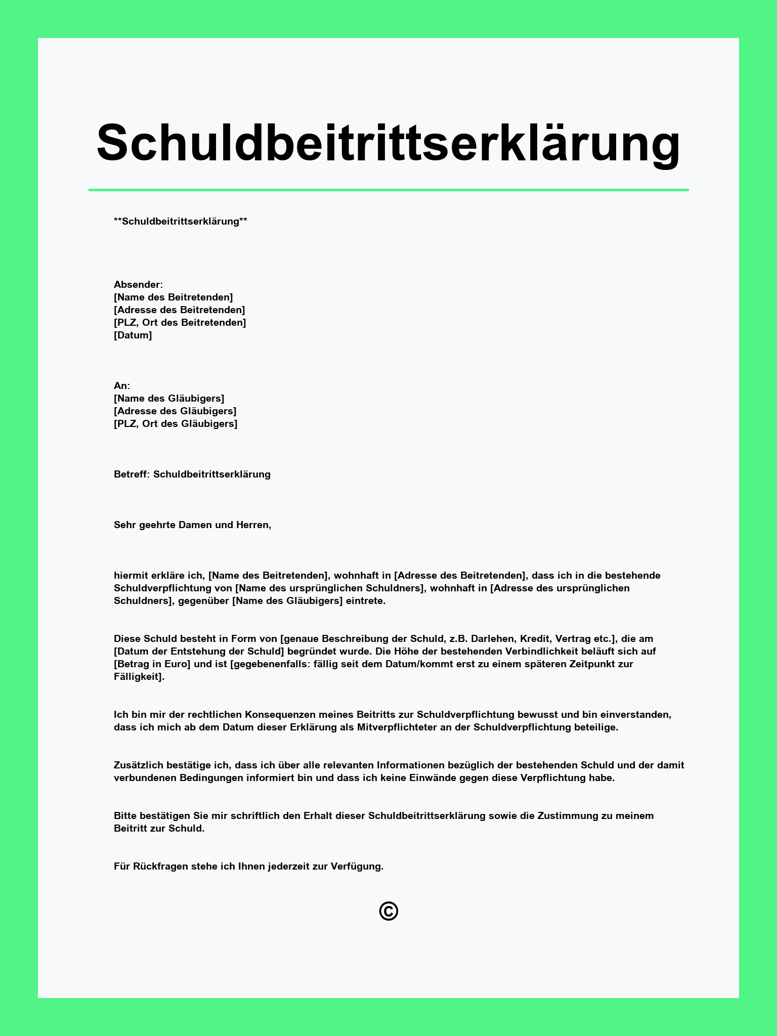 Schuldbeitrittserklärung