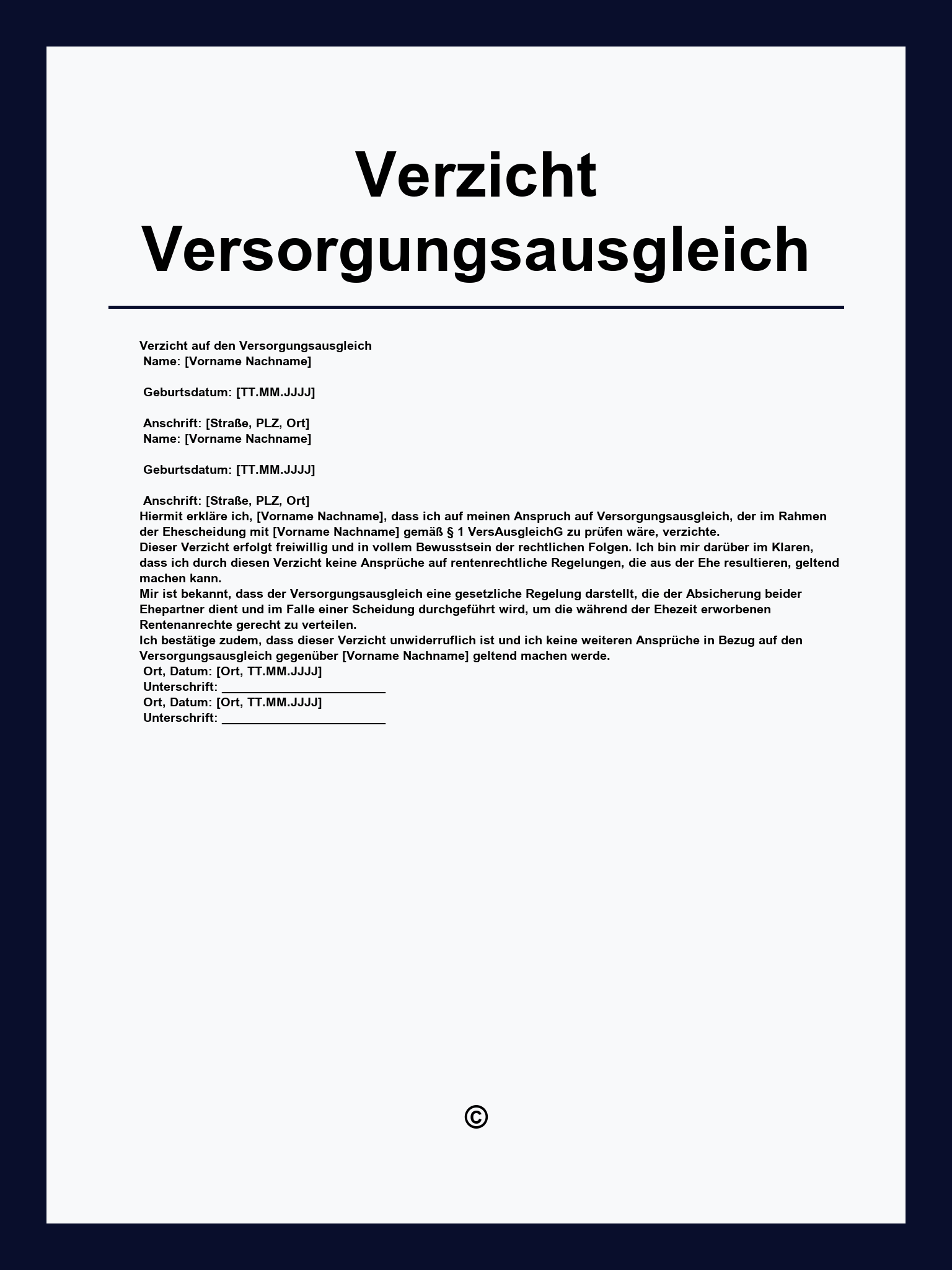 Verzicht Versorgungsausgleich Muster